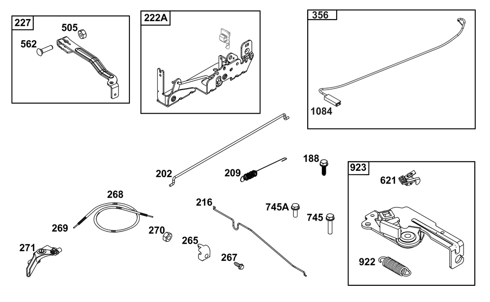 Controls Group Diagram and Parts List for 104M02-0031-H5 100000 - 19Z999 Briggs and Stratton Engine
